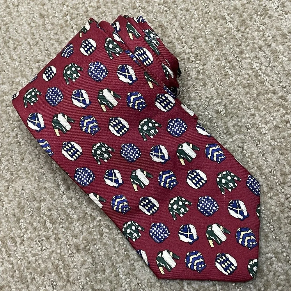 Brooks Brothers Makers Red Green Silk Tie Jacket Print Preppy Old Money USA